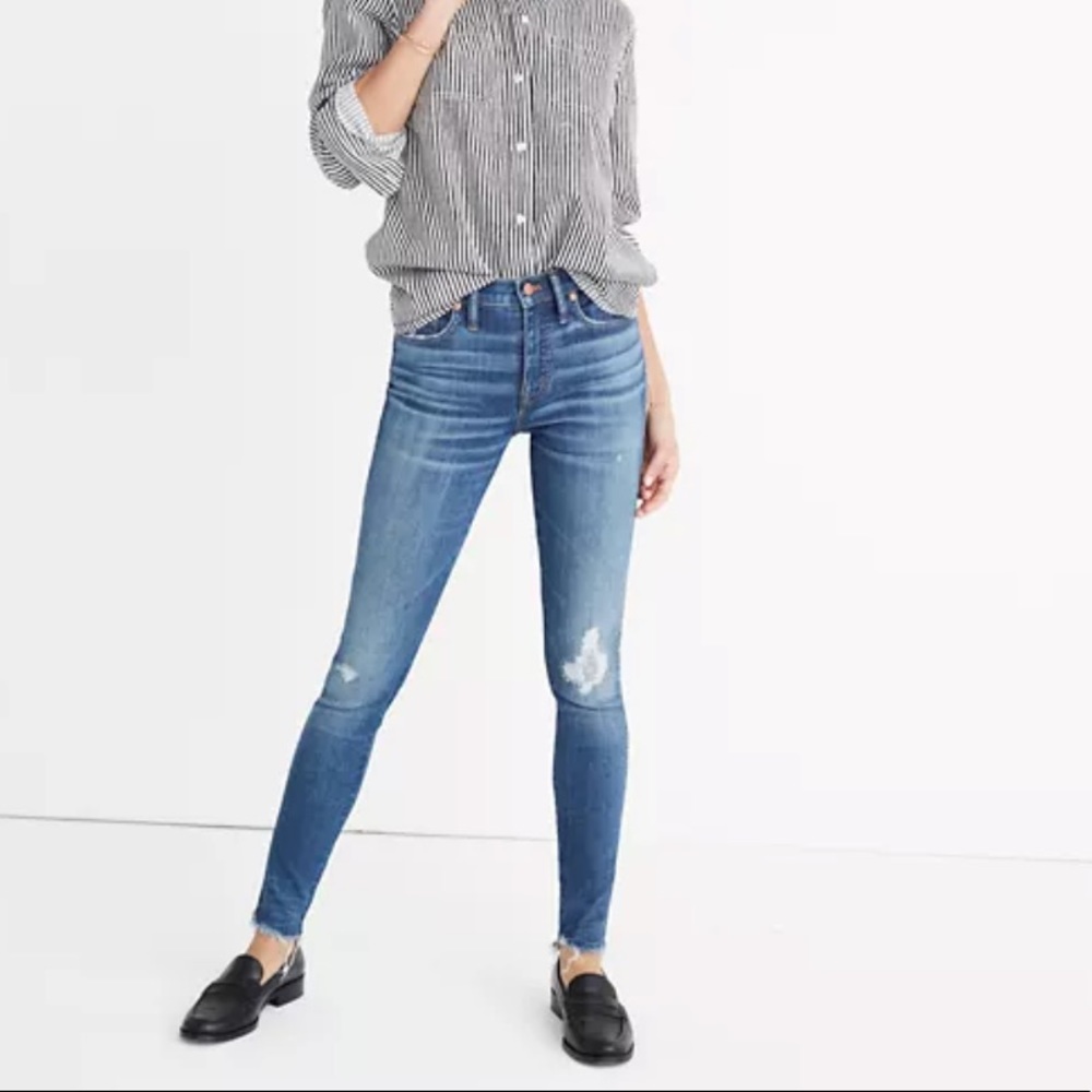 Madewell 9” High Rise Skinny Distress Jeans